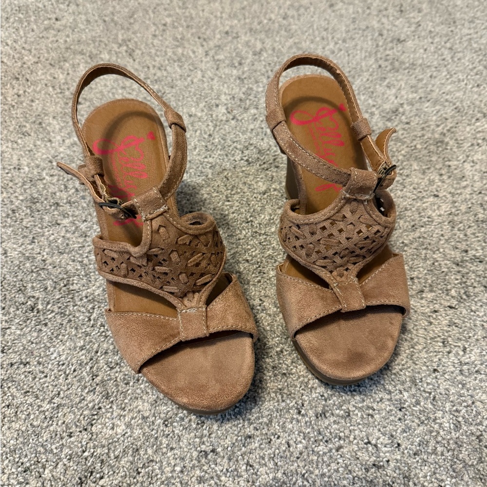 Jellypop Brown Sandals with Cutout Detailing and Ankle Strap